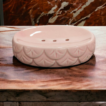 Ceramic Pink Soap Dish Tray