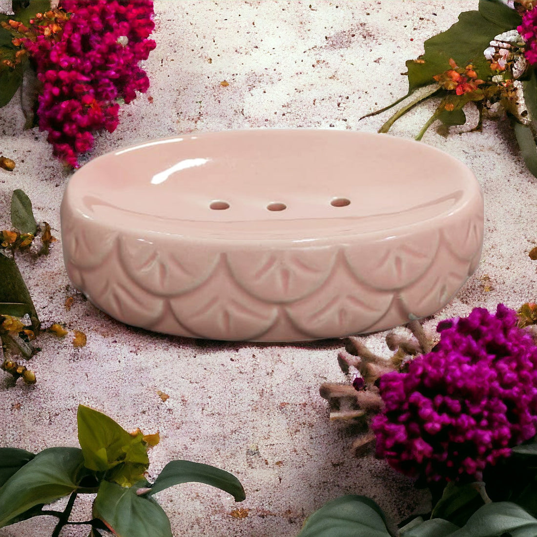 Ceramic Pink Soap Dish Tray