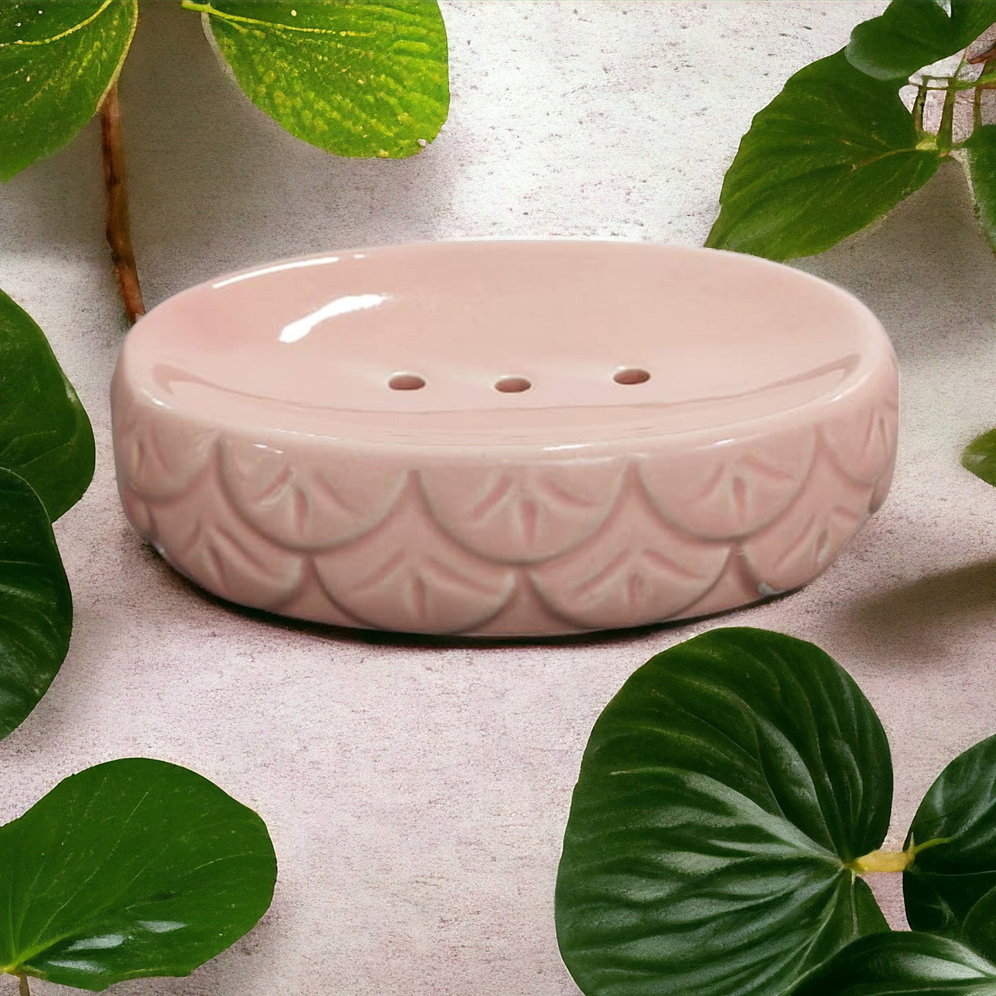 Ceramic Pink Soap Dish Tray