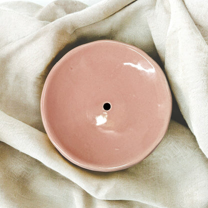 Ceramic Round Pink Soap Dish Tray