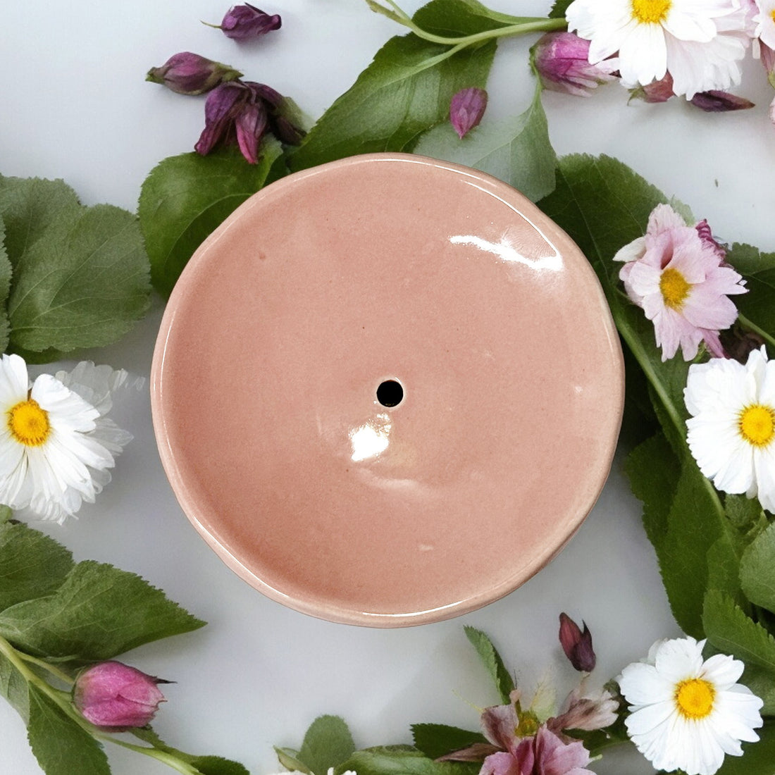 Ceramic Round Pink Soap Dish Tray