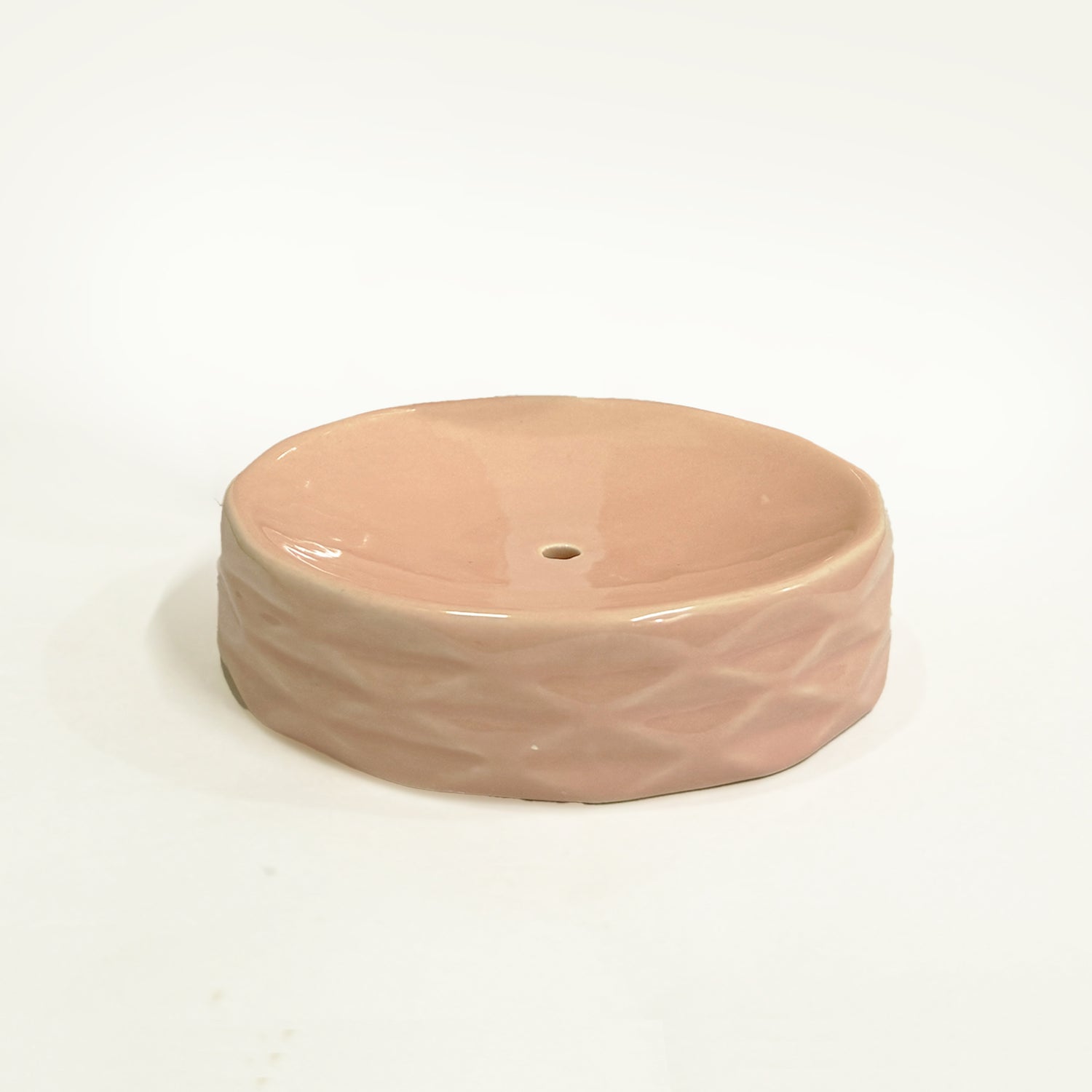 Ceramic Round Pink Soap Dish Tray