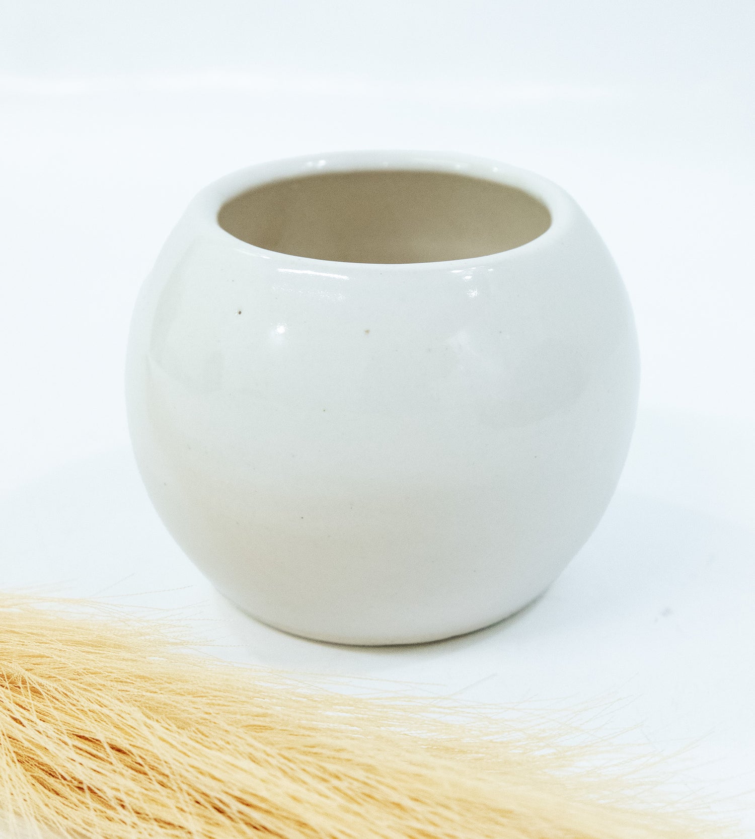 Elegant White Round Small Ceramic Pot