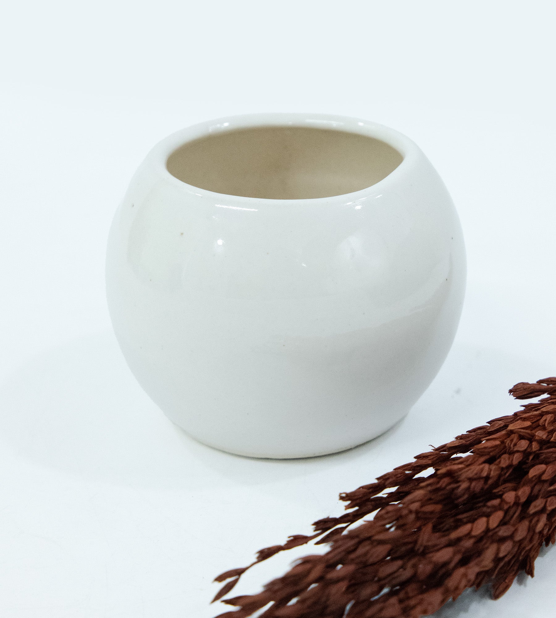 Elegant White Round Small Ceramic Pot