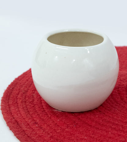 Elegant White Round Small Ceramic Pot