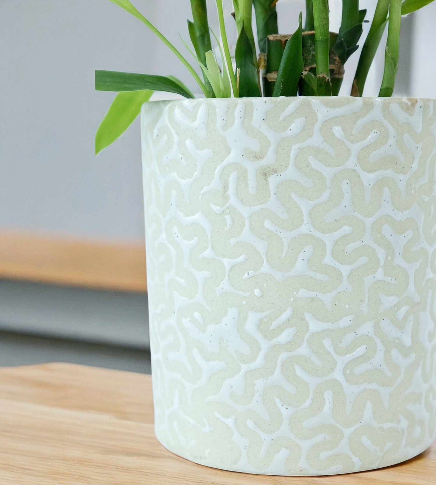 Ceramic White Intricate Design Pot