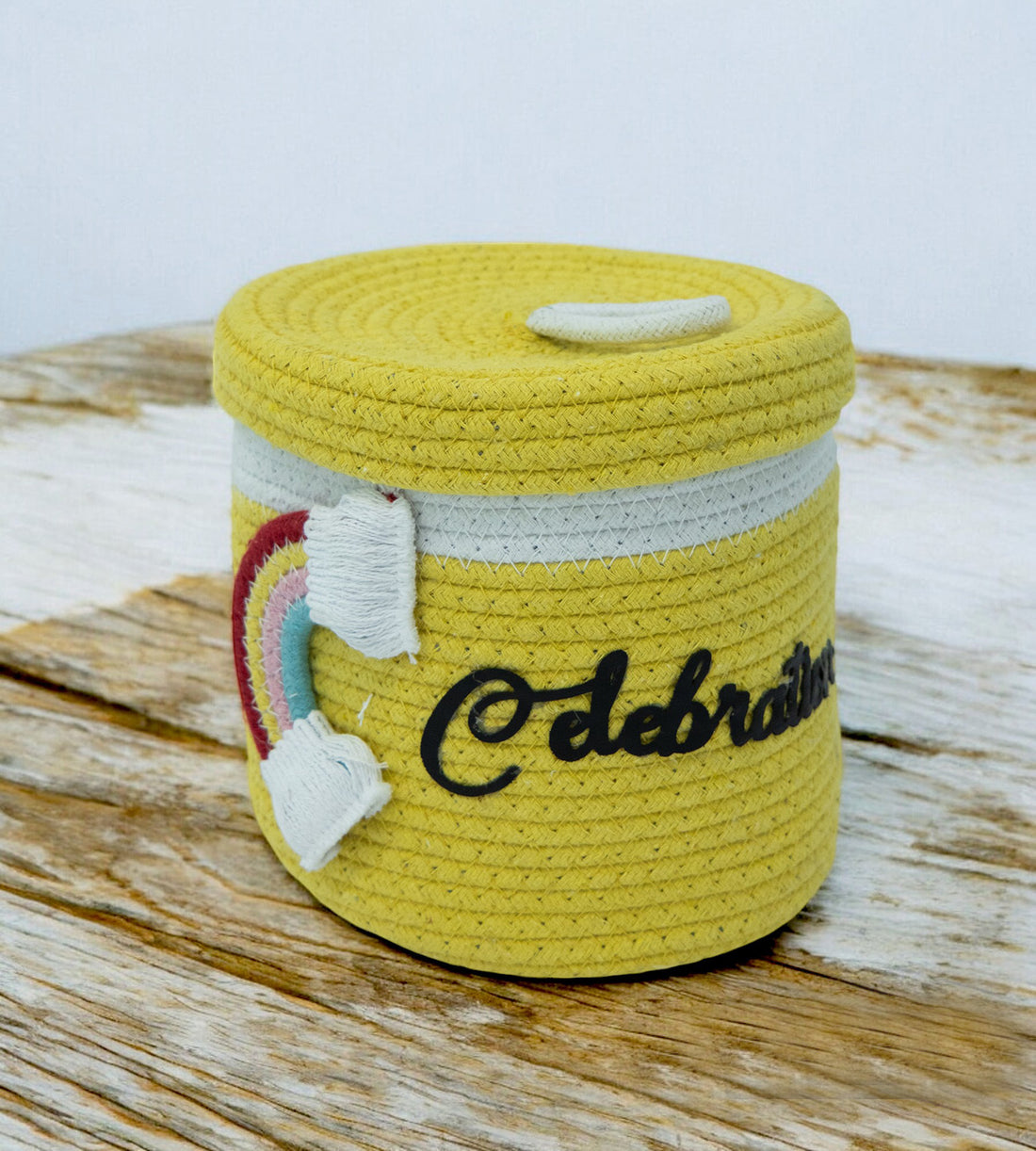 Yellow Cotton Rope Hamper Basket for Gifts